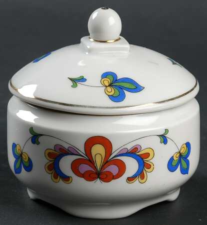 Farmer's Rose (Scalloped, Gold Trim) Sugar Bowl & Lid