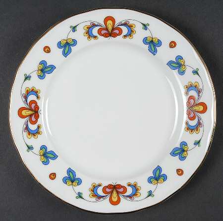 Farmer's Rose (Scalloped, Gold Trim) Salad Plate
