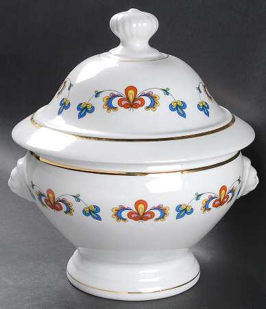 Farmer's Rose (Rim, Gold Trim) Tureen &  Lid