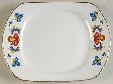 Farmer's Rose (Scalloped, Gold Trim) Butter Tray