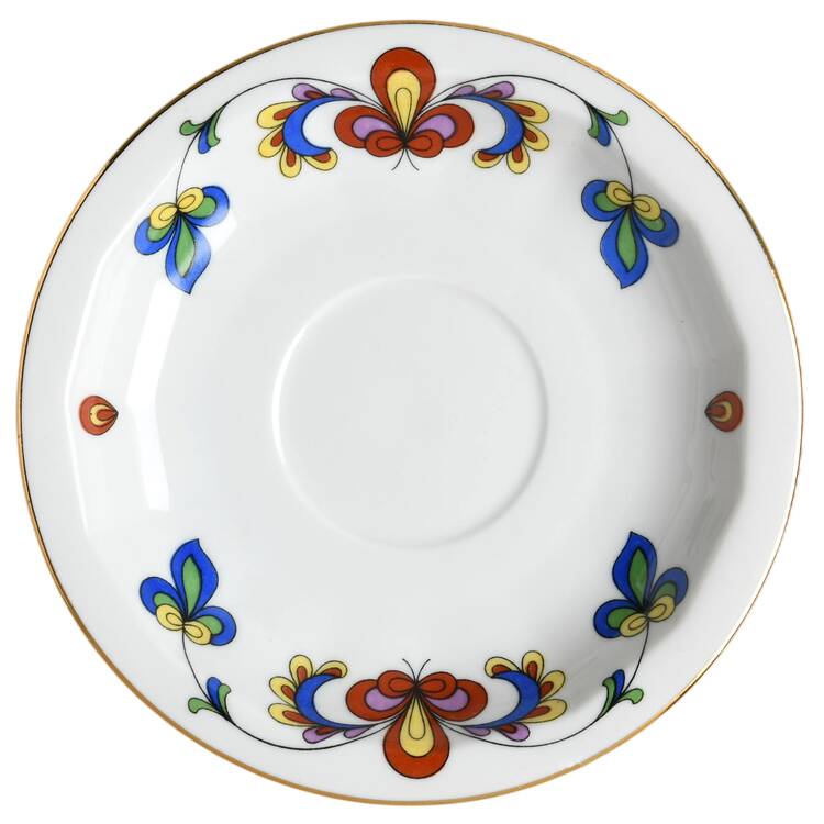 Farmer's Rose (Ribbed, Gold Trim) Saucer for Demitasse Cup