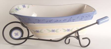 Summer Breeze Wheelbarrow Serving Bowl W/Metal Frame