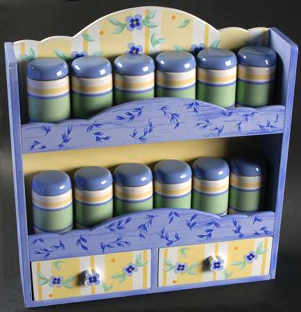Summer Breeze Spice Jar Set with Wood Stand