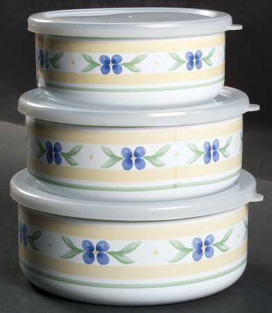 Summer Breeze (3 Piece) Metal Bowl W/Plastic Lids (5", 6", 7")
