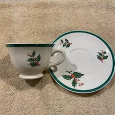 Christmas Tree Flat Cup & Saucer Set