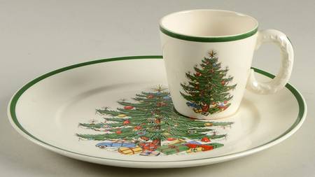 Christmas Tree Snack Plate & Cup Set