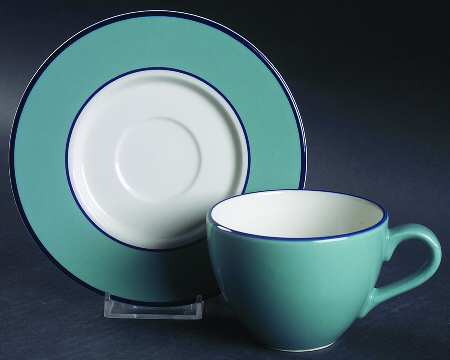 Spa Aqua Green Flat Cup & Saucer Set