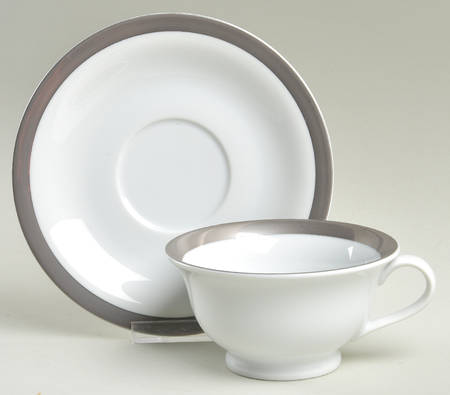 Cosmopolitan (Silver Band) Footed Cup & Saucer Set