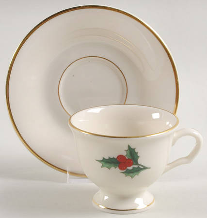 Holly Footed Demitasse Cup & Saucer Set