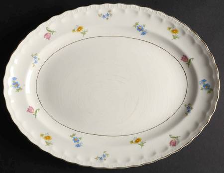 Revere (Smooth Gold Trim) 13" Oval Serving Platter
