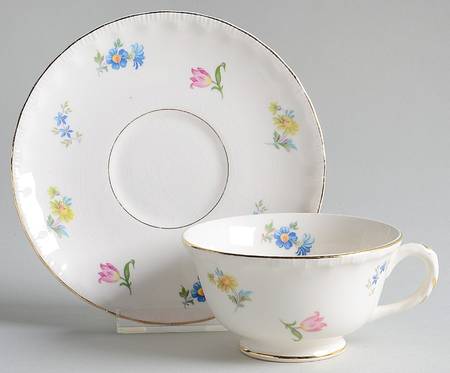 Revere (Smooth Gold Trim) Footed Cup & Saucer Set