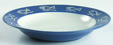 Bongo (Fish On Blue) Rim Soup Bowl