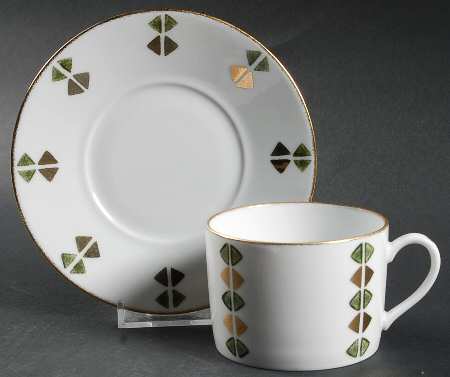 Trocadero Green Flat Cup & Saucer Set