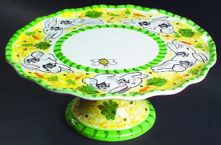 Bunny Garden 11" Diameter Pedestal Cake Stand