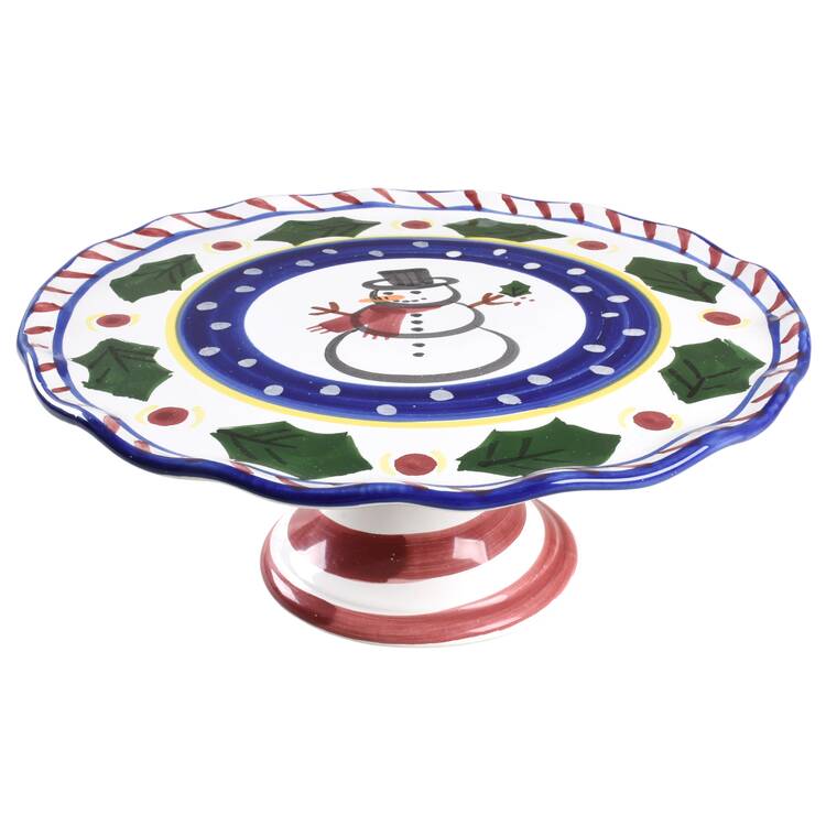 Snowman Footed Cake Plate
