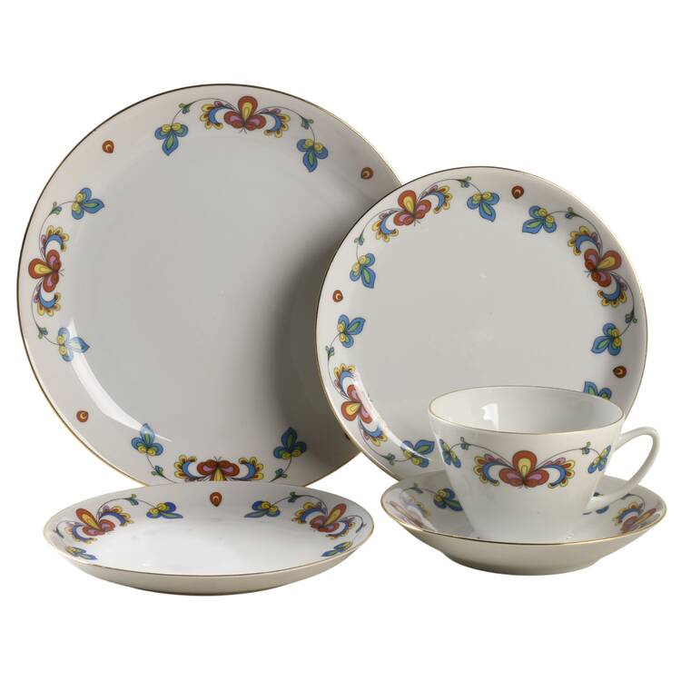 Farmer's Rose (Coupe, Gold Trim) 40 Piece Estate Set