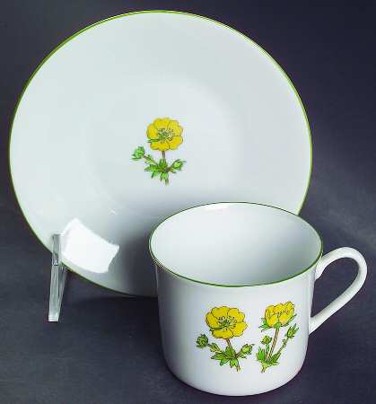 Mountain Flower Series Flat Demitasse Cup & Saucer Set