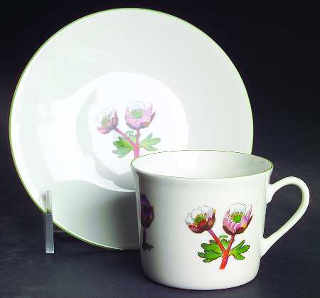 Mountain Flower Series Flat Demitasse Cup & Saucer Set