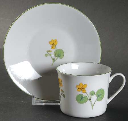 Mountain Flower Series Flat Demitasse Cup & Saucer Set