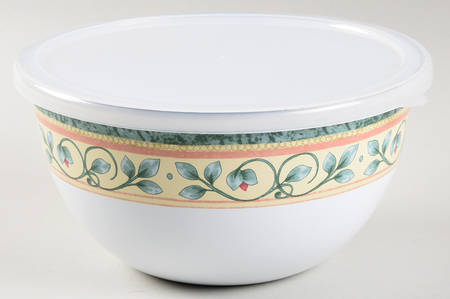 French Quarter (Stoneware) 71/4" Metal Bowl W/Plastic Lid