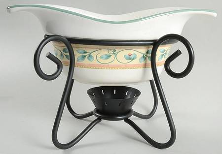 French Quarter (Stoneware) Gravy Server W/Metal Stand
