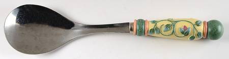 French Quarter (Stoneware) Salad Serving Spoon, Stainless Bowl, Resin Handle