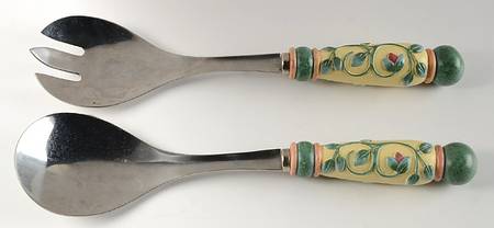 French Quarter (Stoneware) (2 Piece) Salad Serving Set with Resin Handles