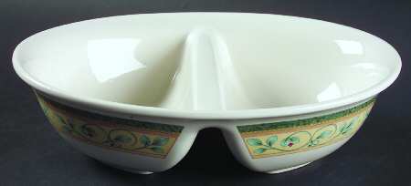 French Quarter (Stoneware) 10" Oval Divided Vegetable Bowl