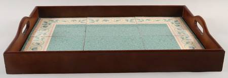 French Quarter (Stoneware) Rectangular Wood Tray with Tile Insert