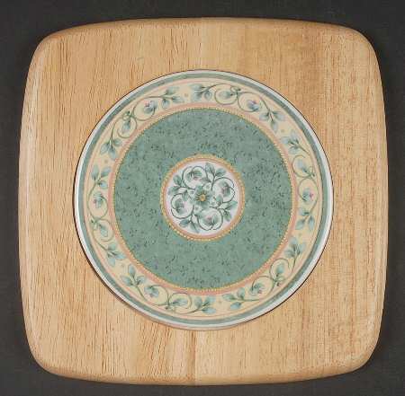French Quarter (Stoneware) Round Wood Trivet by Pfaltzgraff