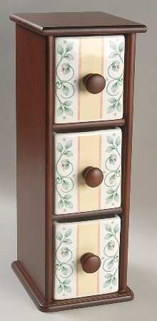 French Quarter (Stoneware) Tall 3 Drawer Wood Organizer
