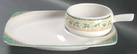 French Quarter (Stoneware) Snack Set with 11" (SNTR11) Tray & Stick Handle Soup (SOH)