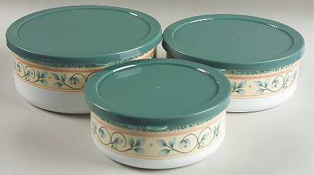 French Quarter (Stoneware) 3 Pc Metal Bowl W/Plastclid (5 3/4",6 5/8",7 1/4")