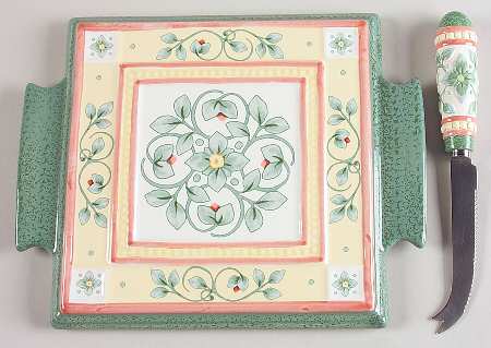 French Quarter (Stoneware) Cheese Tray and Slicer