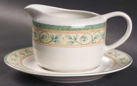 French Quarter (Stoneware) Round Gravy Boat & Underplate