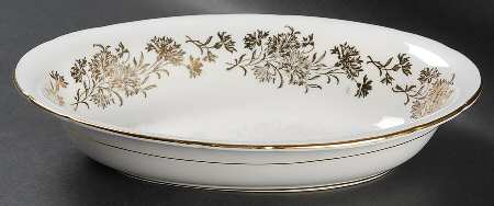 Golden Carnation 10" Oval Vegetable Bowl