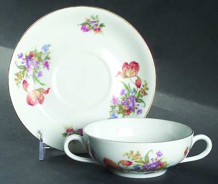 PUN50 Flat Cream Soup Bowl & Saucer Set
