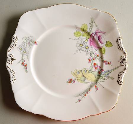 Princess Margaret Rose White Square Handled Cake Plate