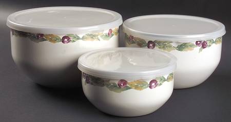 Jamberry 3 Pc Metal Bowl & Plastic Lid (5 3/4", 7", 7 3/4")