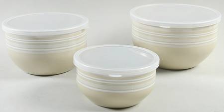 Cappuccino 3 Pc Metal Bowl & Plastic Lid (5 3/4", 7", 7 3/4")