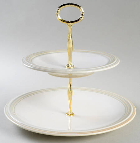 Cappuccino 6 5/8"-10"  2 Tiered Serving Tray (Dp, Sp) HC