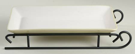 Cappuccino Sled Server-11" Rectangular Tray W/Iron Sled Stand