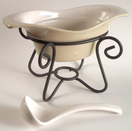 Cappuccino Gravy Server & Ladle & Metal Stand