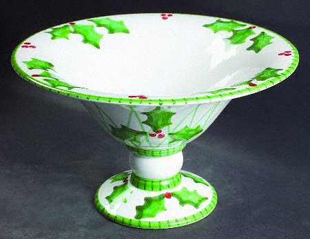 Holly Jolly Round Compote (Height X Width)