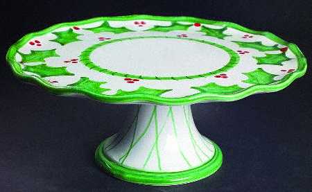 Holly Jolly 11" Diameter Pedestal Cake Stand