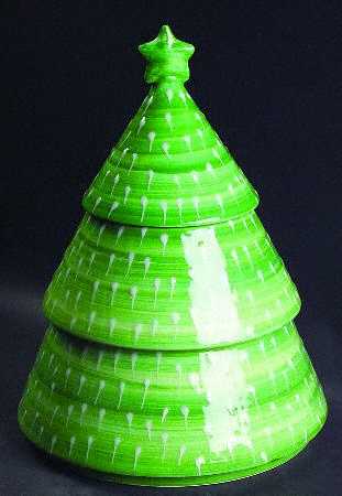 Holly Jolly Tree Shape Cookie Jar & Lid