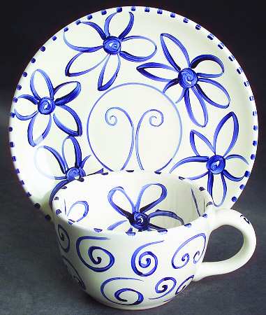 Four Sisters Flat Cup & Saucer Set