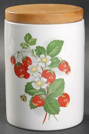 Strawberries Medium Canister & Wood Lid
