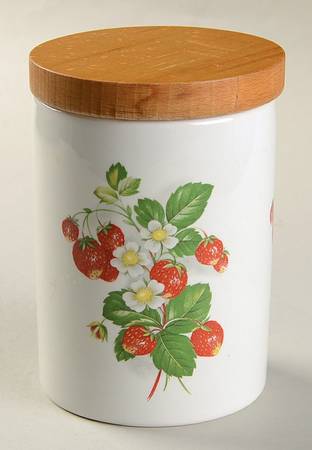 Strawberries Small Canister & Wood Lid