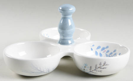 Winter Frost 3-Part Relish with Center Ceramic Handle